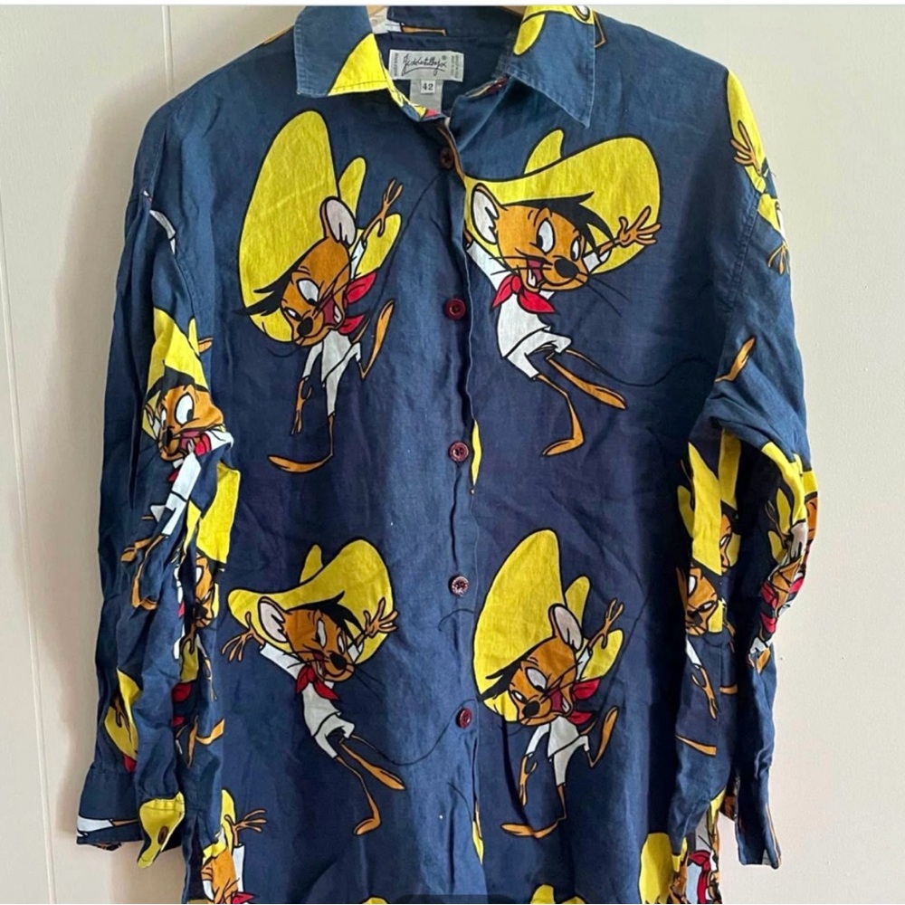 Vintage Jean-Charles de Castelbajac linen shirt all over print Speedy Gonzalez